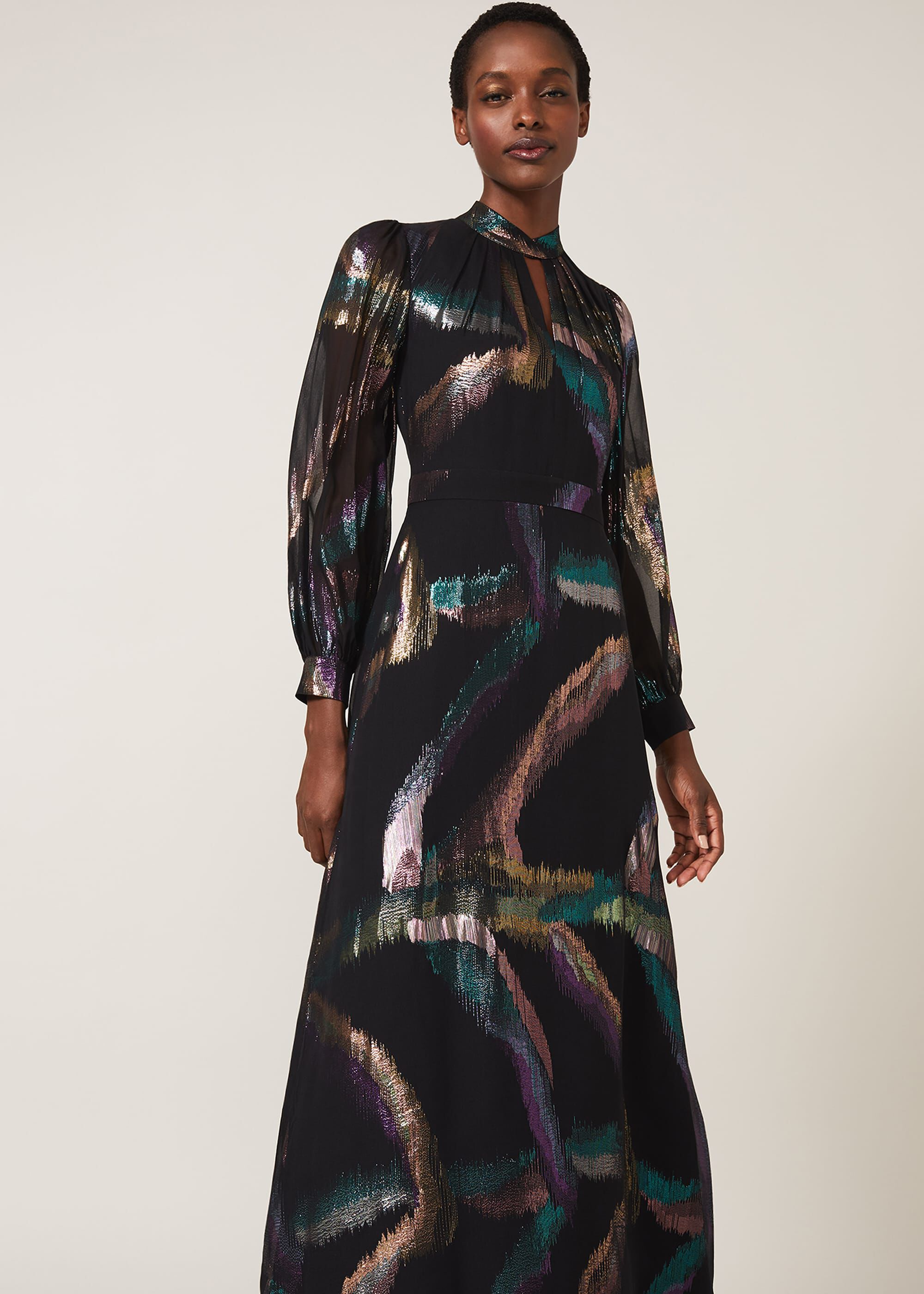Kaylani Silk Jacquard Dress | Phase Eight